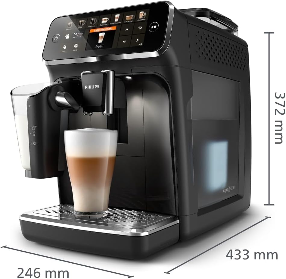 Philips Espressomaschine der Serie 5400 (EP5441/50)– Genießen Sie 12 Getränke, schnell reinigendes LatteGo, intuitives TFT-Display, anpassbare Kaffeeeinstellungen, erstklassiges Küchendesign