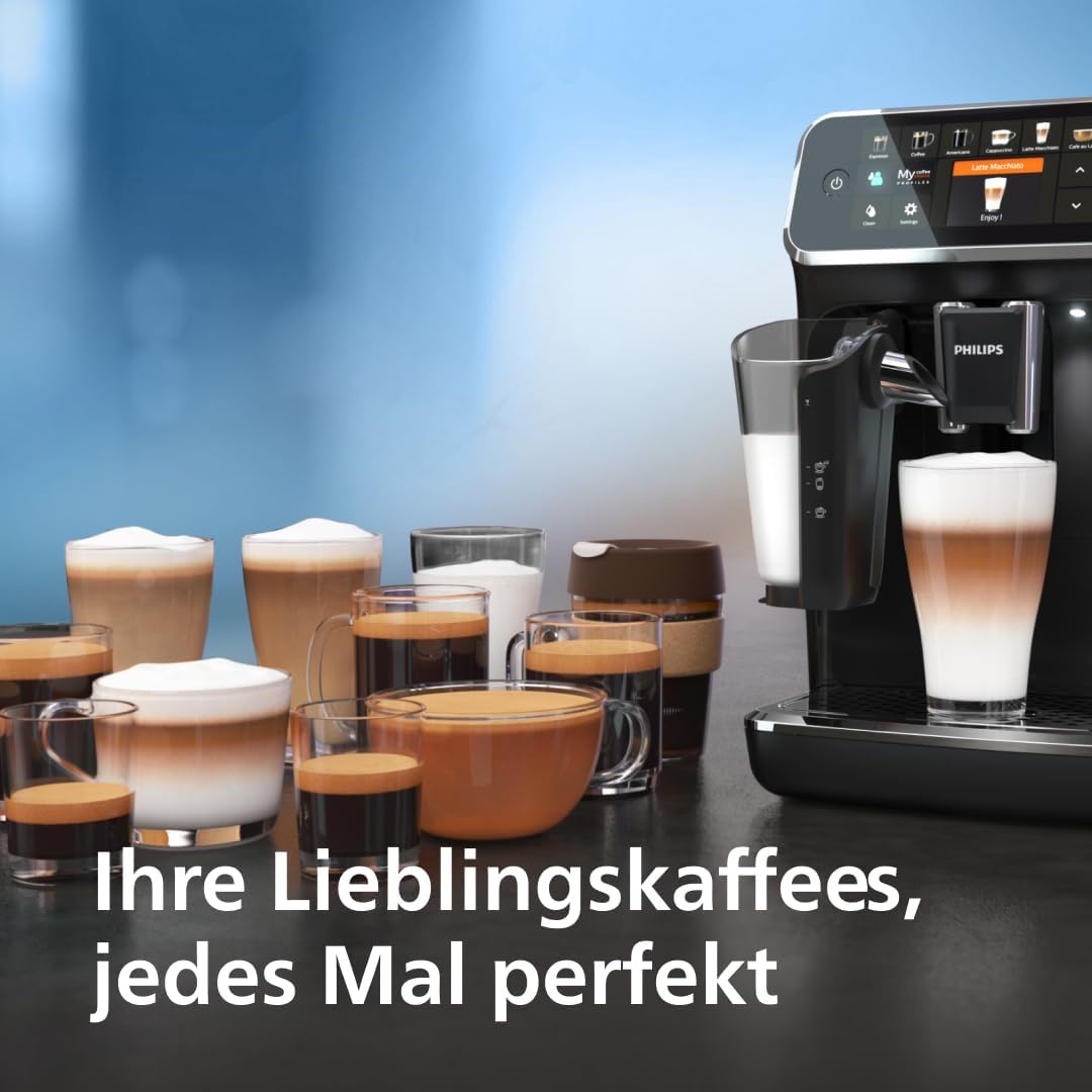 Philips Espressomaschine der Serie 5400 (EP5441/50)– Genießen Sie 12 Getränke, schnell reinigendes LatteGo, intuitives TFT-Display, anpassbare Kaffeeeinstellungen, erstklassiges Küchendesign